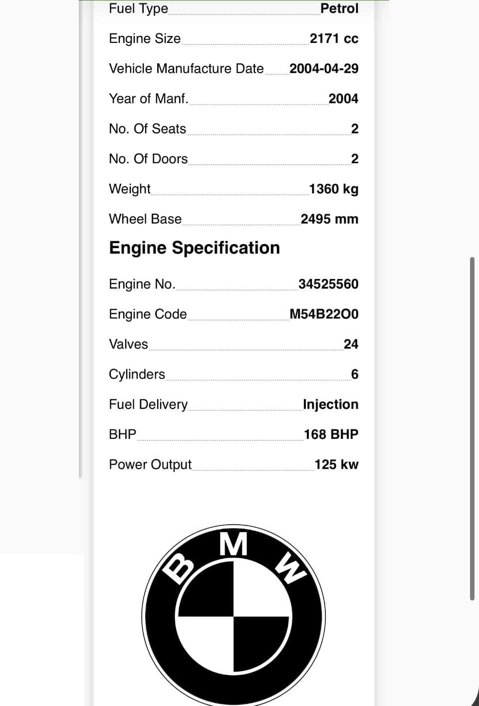 Moteur M54 B22 (226S1) vue 11